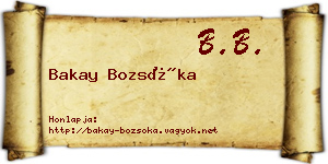 Bakay Bozsóka névjegykártya